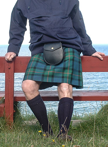 Custom kilt, Gunn tartan, worn with an anorak