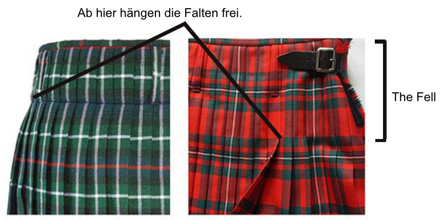 Kilt, Falten.