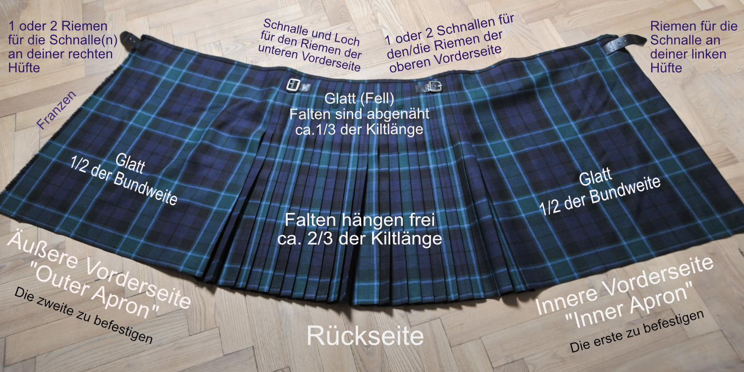 Kilt, Riemen und Schnalle.